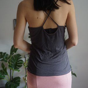 Crossback charcoal grey tank top
